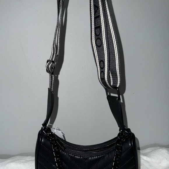 Aldo Black Croossbody Purse Shoulder New Quilted Zipped Viral Handbag - Picture 8 of 16